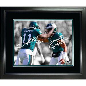 Framed Jalen Hurts A.J. Brown Philadelphia Eagles Dual Facsimile Laser Engraved